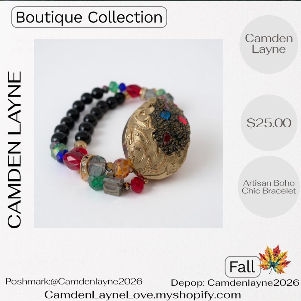 Camden Layne Gold and Red Artisan Boho Bracelet - Picture 3 of 4